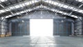 Hangar interior with gate. Royalty Free Stock Photo