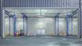 Hangar interior with open gate. Royalty Free Stock Photo