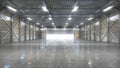 Hangar interior with opened gate Royalty Free Stock Photo