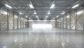 Hangar interior with opened gate Royalty Free Stock Photo