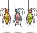 Hanged dead roaches vector hand drawn illustration clip-art Royalty Free Stock Photo