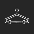 Hanger chalk white icon on black background. Clothes rack, clothing hook, wardrobe item. Domestic garment fixture, empty Royalty Free Stock Photo