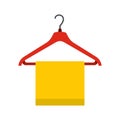 Hanger with cloth icon, flat style