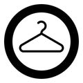 Hanger Clothes hanger icon in circle round black color vector illustration flat style image