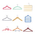 hanger clothes set cartoon vector illustration