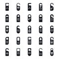 Hanger tags door hotel icons set, simple style Royalty Free Stock Photo