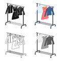 A hanger with things in the wardrobe.Making movie single icon in cartoon style vector symbol stock illustration web.