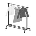 A hanger with things in the wardrobe.Making movie single icon in monochrome style vector symbol stock illustration web.