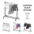 A hanger with things in the wardrobe.Making movie in vector symbol stock illustration web.