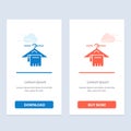 Hanger, Towel, Service, Hotel Blue and Red Download and Buy Now web Widget Card Template