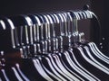 Hangers in row Cloakroom in Public building locker