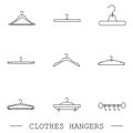 Hangers vector line, line icons set. Set of vector illustration hanger for clothing and fashion. clothes hangers icon Royalty Free Stock Photo