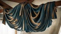 Hanging abstract bronze dyed fabric with pleats
