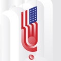 The Hanging American Flag. Minimalistic abstract picture in the form of a square