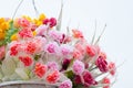 Hanging Artificial flowers pots Royalty Free Stock Photo