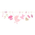 Hanging Baby Icons Girl String Pink And Beige