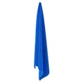 Hanging Bathroom Blue Towel on white. 3D illustration