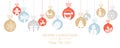 Hanging baubles with christmas icons and greetings Royalty Free Stock Photo