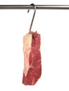 Hanging Beef Meat Entrecote Steak - Isolated on white Background Royalty Free Stock Photo