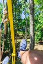 Hanging bike in the air. Canopy tour Royalty Free Stock Photo