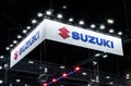 Hanging billboard with logo Suzuki Royalty Free Stock Photo