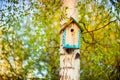 Hanging bird house box Royalty Free Stock Photo