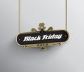 Hanging Black Friday Sale sign with dotted background pattern.