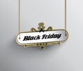 Hanging Black Friday Sale sign with dotted background pattern.