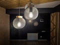 Hanging black globo lighting