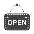 Hanging black sign board open lettering silhouette icon