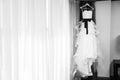 Hanging Black & White Wedding Dress