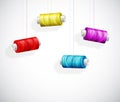 Bobbins of colorful thread