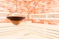 Hanging bowl in the middle of sauna Royalty Free Stock Photo