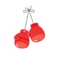 Hanging boxing gloves flat design vector illustration Royalty Free Stock Photo