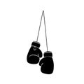 Hanging boxing gloves silhouette icon