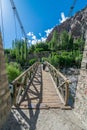 Hanging Bridge - Landscape of Nubra Valley in Leh Ladakh, Jammu and Kashmir, India Royalty Free Stock Photo