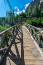 Hanging Bridge - Landscape of Nubra Valley in Leh Ladakh, Jammu and Kashmir, India Royalty Free Stock Photo