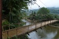 Hanging bridge in the mountain region of Sa Pa, Vietnam