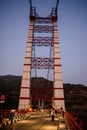 The hanging bridge over Tehri Lake. Dobra-Chanti bridge. The 725-metre long Dobra Chanti suspension bridge over the Tehri lake Royalty Free Stock Photo