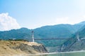 The hanging bridge over Tehri Lake. Dobra-Chanti bridge. The 725-metre long Dobra Chanti suspension bridge over the Tehri lake Royalty Free Stock Photo