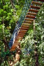 Hanging bridge with rope and planks at Hinulugang Taktak water falls in Antipolo, Philippines