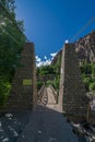 Hanging Bridge in Turtuk Viilage - Landscape of Nubra Valley in Leh Ladakh, Jammu and Kashmir, India Royalty Free Stock Photo