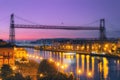 Hanging bridge of Vizcaya at night Royalty Free Stock Photo