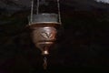 Hanging bronze cup in greek church of the annunciation cave nazareth