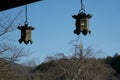 Hanging bronze lanterns in a Buddhism temple