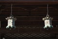 Hanging bronze lanterns in a Buddhism temple