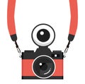 Hanging camera strap with flash