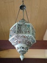 Hanging on ceiling metal and gems lamp