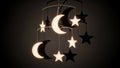Hanging Celestial Mobile with Moons and Stars Royalty Free Stock Photo
