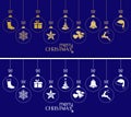 Hanging Christmas baubles, Christmas ornaments on dark blue